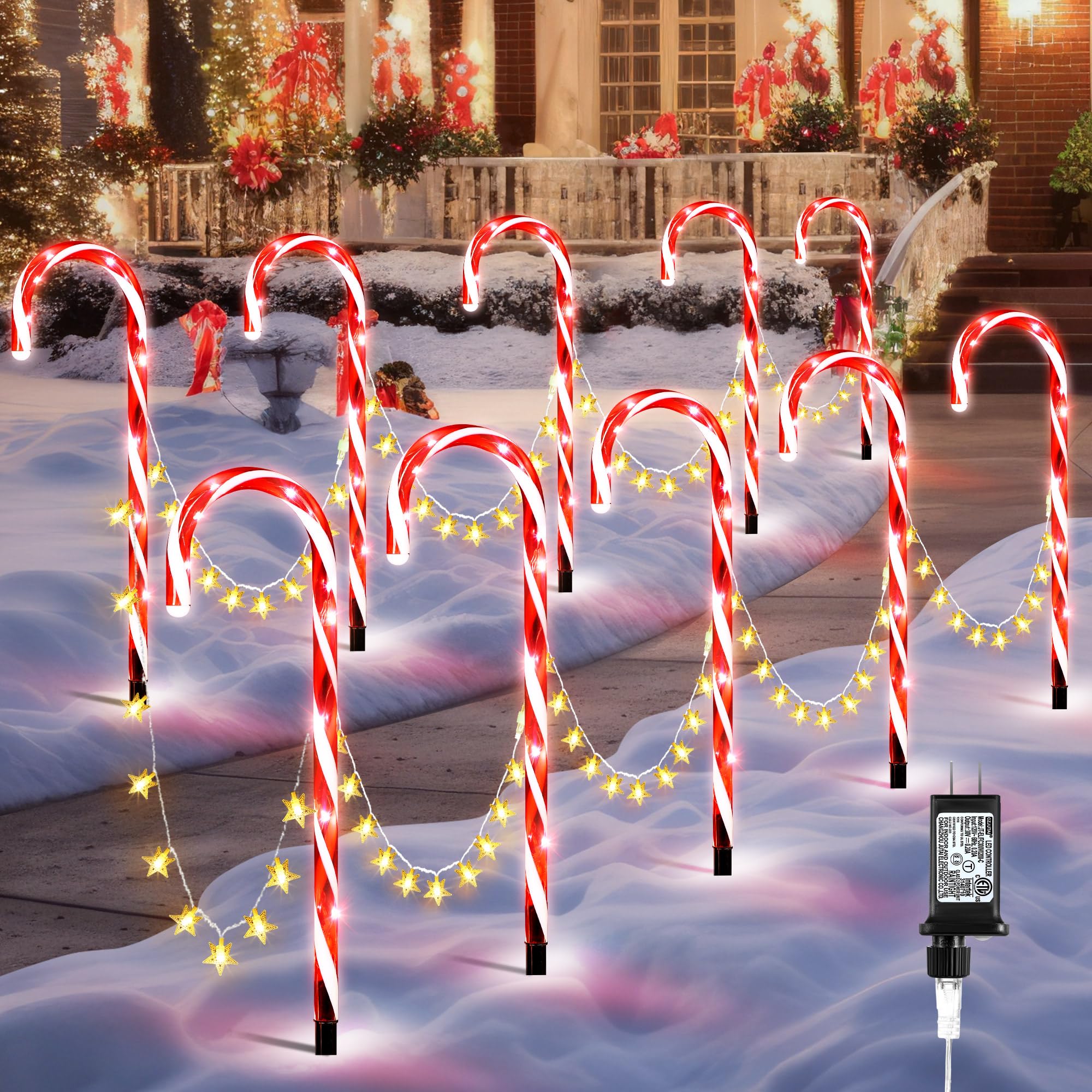ElectricWise Candy Cane Lights Outdoor, 21 Inch Christmas Pathway